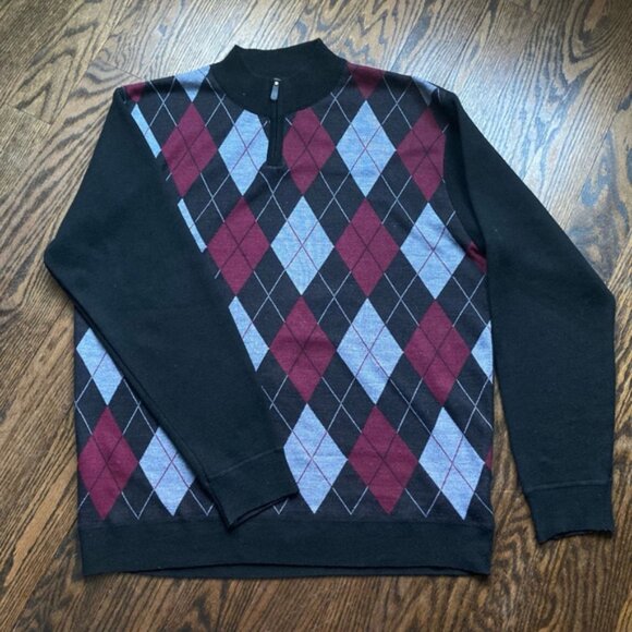 Men's Vroom  Dreesmann Sweater XL Black Burgundy - Picture 1 of 3